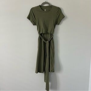 Kindred Bravely Olive Green Short Sleeve T Shirt Wrap Nursing Dress M